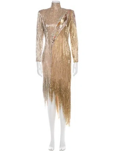 Pre-owned Bob Mackie Vintage 1980's Midi Length Dress In Gold/metallic
