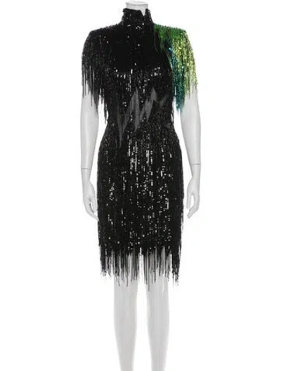 Pre-owned Bob Mackie Vintage 1989 Mini Dress In Black/green