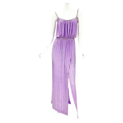 Pre-owned Bob Mackie Vintage 80's  Lavender Fully Beaded Dress Gown Us 6 In Purple