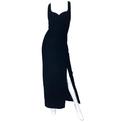 Pre-owned Bob Mackie Vintage  Size 14 Black Velvet 1990s Sleeveless Sweetheart 90s Gown