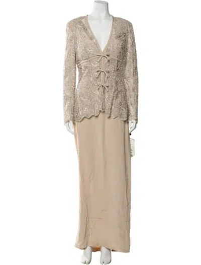 Pre-owned Bob Mackie Vintage Late 1980's - Early 1990's Dress Set In Neutral