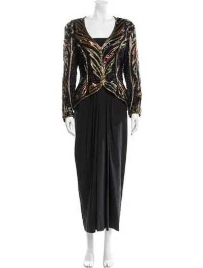 Pre-owned Bob Mackie Vintage Long Dress In Black