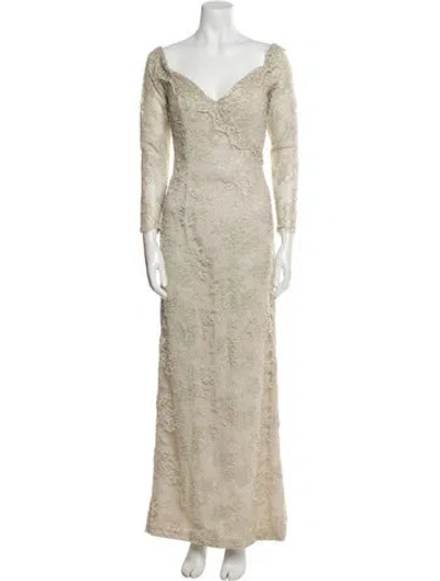 Pre-owned Bob Mackie Vintage Long Dress In Neutral