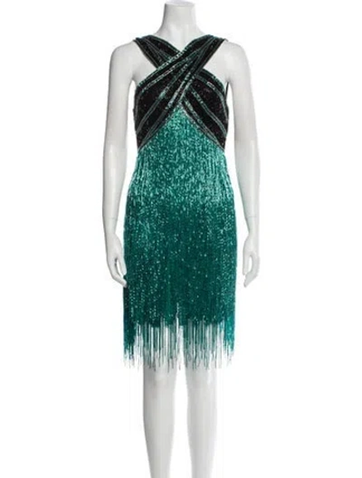 Pre-owned Bob Mackie Vintage Mini Dress In Green
