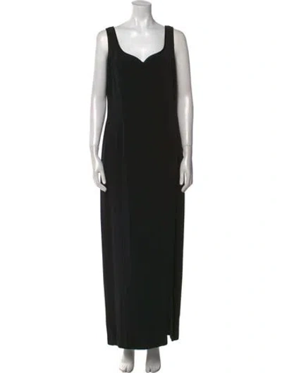 Pre-owned Bob Mackie V-neck Long Dress In Black