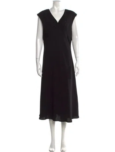 Pre-owned Bob Mackie V-neck Long Dress In Black