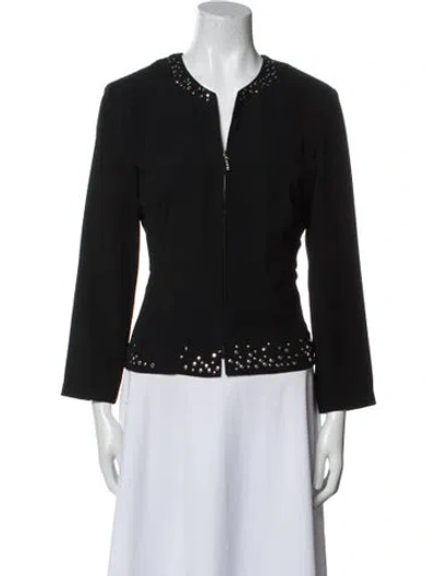 Pre-owned Bob Mackie V-neck Long Sleeve Blouse In Multi