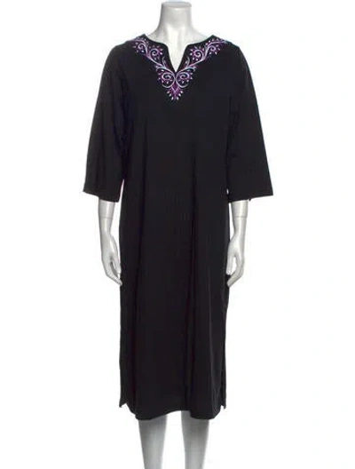Pre-owned Bob Mackie V-neck Midi Length Dress In Black