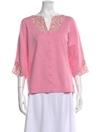 Pre-owned Bob Mackie V-neck Sweater In Pink
