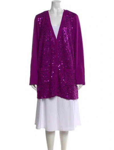 Pre-owned Bob Mackie V-neck Sweater In Purple