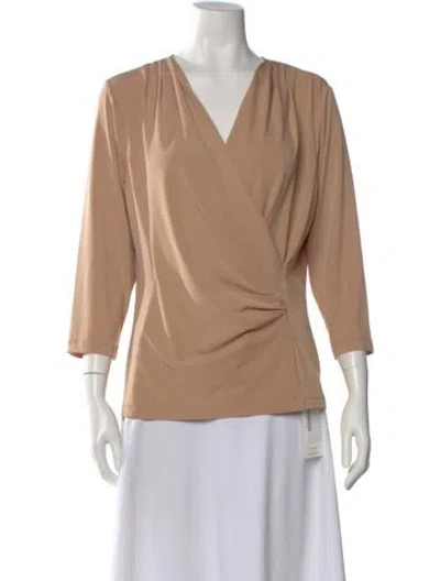 Pre-owned Bob Mackie V-neck Three-quarter Sleeve Blouse In Neutral