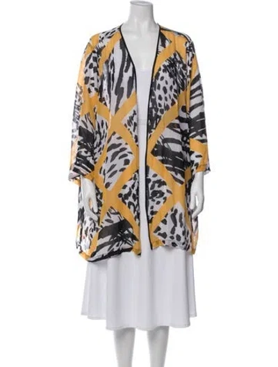 Pre-owned Bob Mackie Wearable Art Animal Print V-neck Sweater In Multi