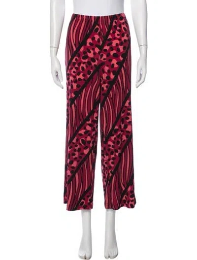 Pre-owned Bob Mackie Wearable Art Animal Print Wide Leg Pants In Burgundy