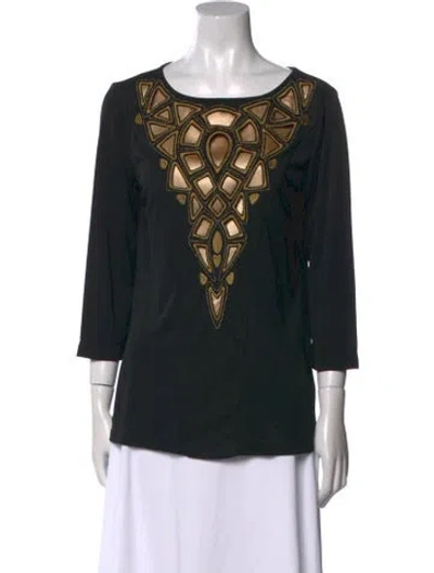 Pre-owned Bob Mackie Wearable Art Bateau Neckline Three-quarter Sleeve Tunic In Multi