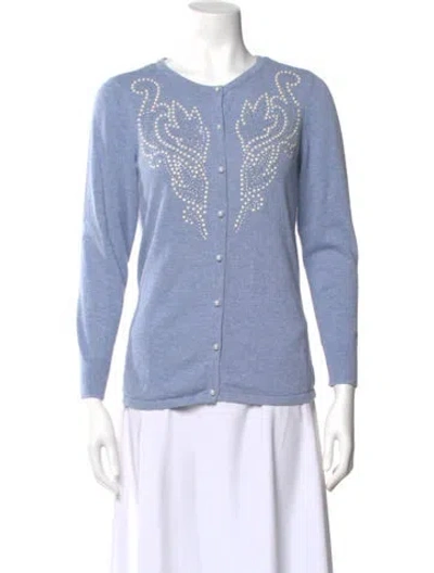 Pre-owned Bob Mackie Wearable Art Crew Neck Sweater In Blue
