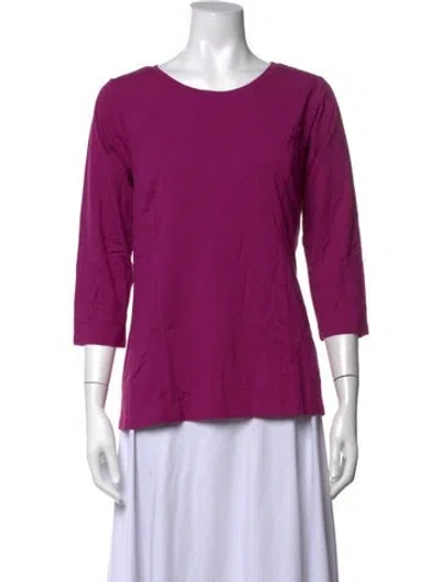 Pre-owned Bob Mackie Wearable Art Crew Neck Three-quarter Sleeve Top W/ Tags In Purple