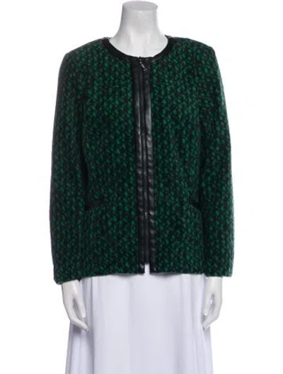 Pre-owned Bob Mackie Wearable Art Faux Leather Printed Evening Jacket In Green