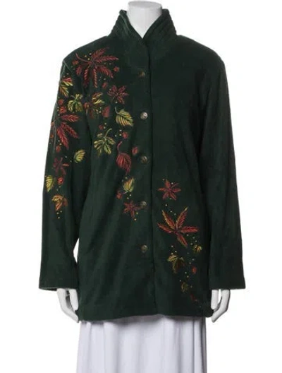 Pre-owned Bob Mackie Wearable Art Floral Print Coat W/ Tags In Green