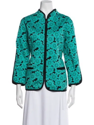 Pre-owned Bob Mackie Wearable Art Floral Print Jacket In Green