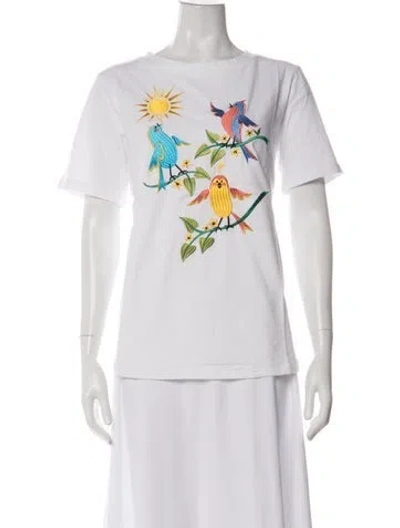Pre-owned Bob Mackie Wearable Art Graphic Print Crew Neck T-shirt W/ Tags In White