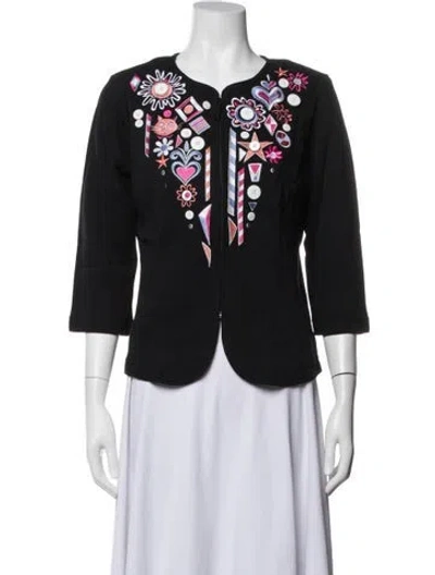 Pre-owned Bob Mackie Wearable Art Graphic Print Jacket In Black