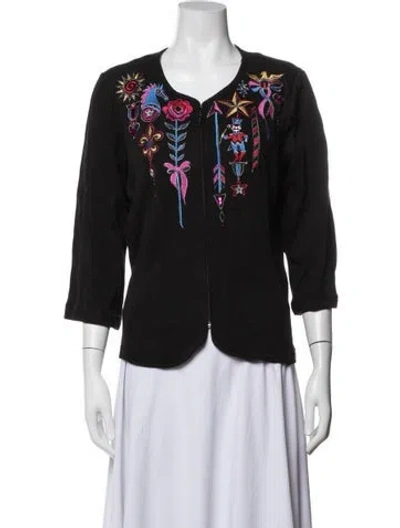 Pre-owned Bob Mackie Wearable Art Graphic Print Jacket In Black