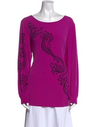 Pre-owned Bob Mackie Wearable Art Graphic Print Scoop Neck Sweatshirt W/ Tags In Purple