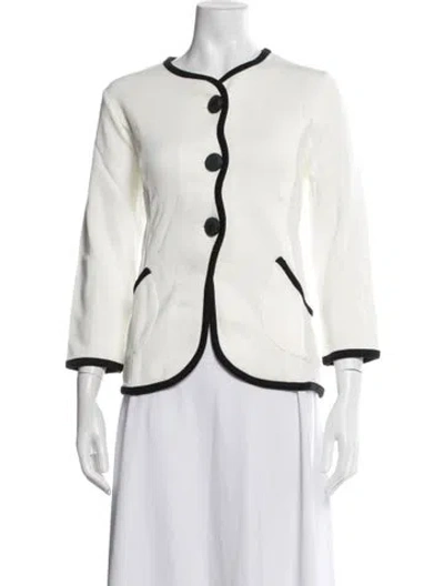 Pre-owned Bob Mackie Wearable Art Open Front Sweater In White