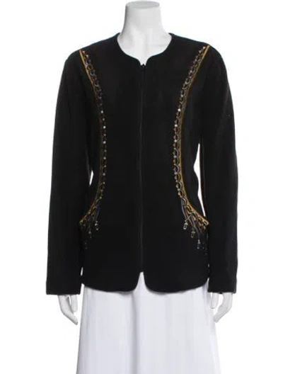 Pre-owned Bob Mackie Wearable Art Patterned Jacket In Black