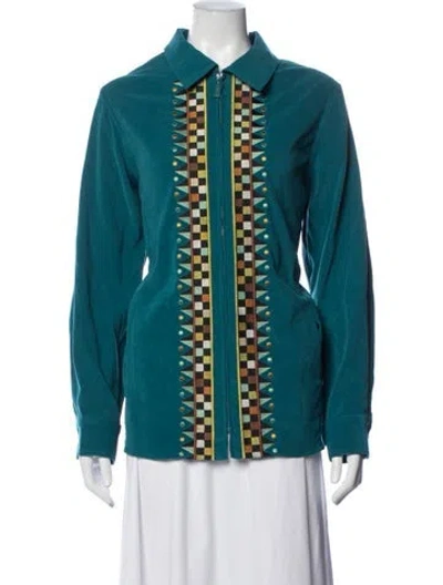 Pre-owned Bob Mackie Wearable Art Patterned Jacket In Blue