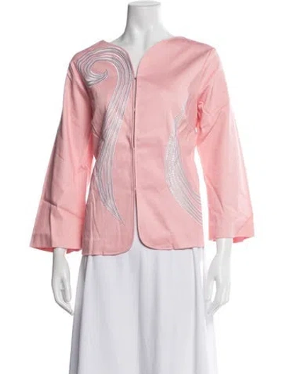 Pre-owned Bob Mackie Wearable Art Patterned Jacket In Pink