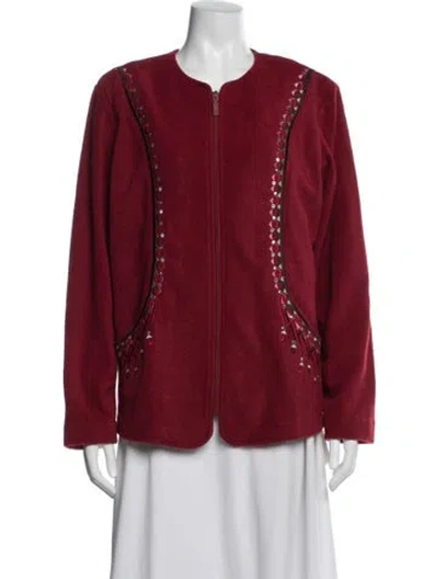 Pre-owned Bob Mackie Wearable Art Patterned Jacket In Red