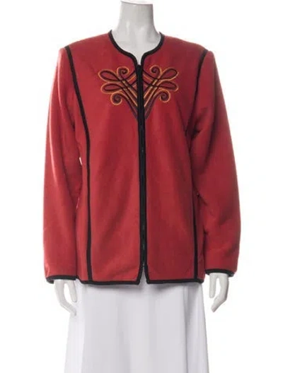 Pre-owned Bob Mackie Wearable Art Patterned Jacket W/ Tags In Red