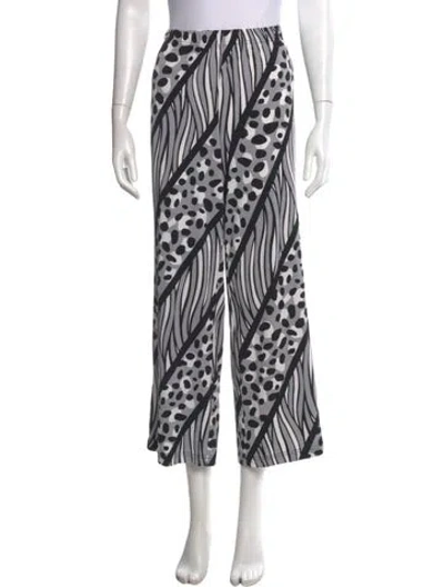 Pre-owned Bob Mackie Wearable Art Patterned Wide Leg Pants W/ Tags In Grey