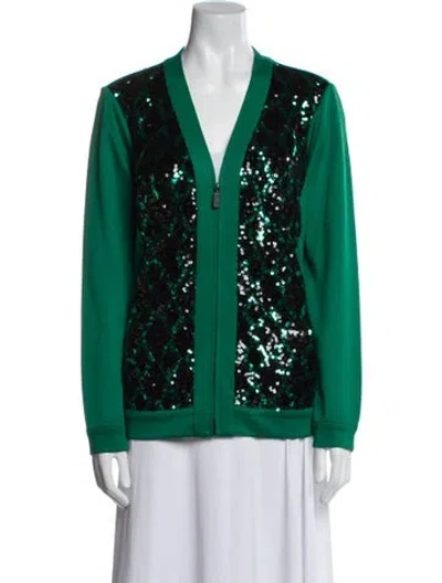 Pre-owned Bob Mackie Wearable Art Printed Blazer In Green