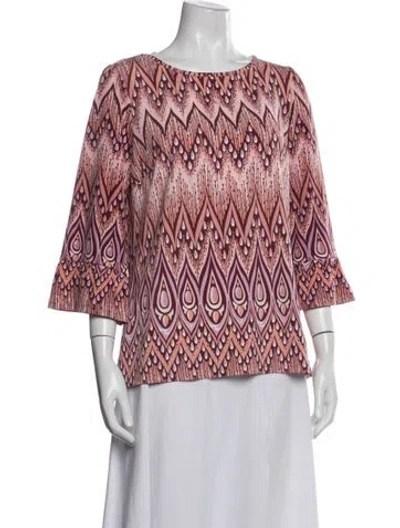Pre-owned Bob Mackie Wearable Art Printed Crew Neck Top In Multicolor