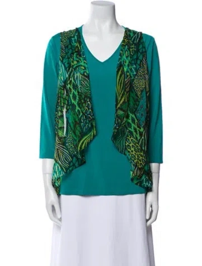 Pre-owned Bob Mackie Wearable Art Printed Embroidered Accent Set In Blue