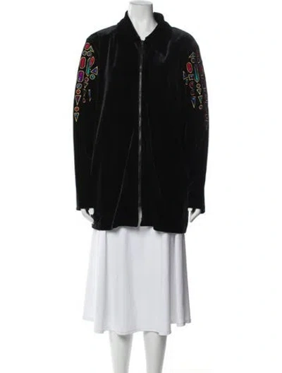 Pre-owned Bob Mackie Wearable Art Printed Evening Jacket In Black