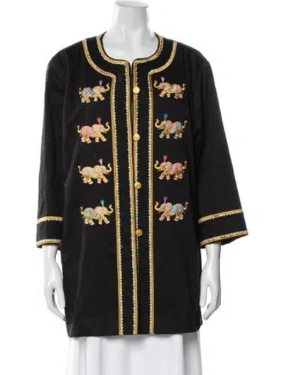 Pre-owned Bob Mackie Wearable Art Printed Evening Jacket In Black