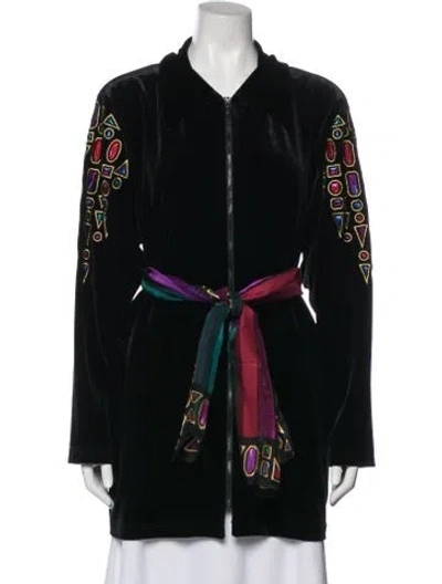 Pre-owned Bob Mackie Wearable Art Printed Evening Jacket In Black