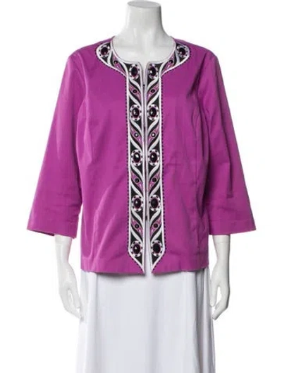 Pre-owned Bob Mackie Wearable Art Printed Evening Jacket In Purple