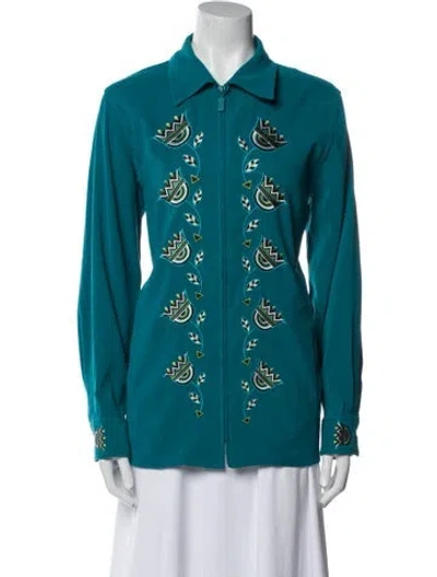 Pre-owned Bob Mackie Wearable Art Printed Jacket In Blue