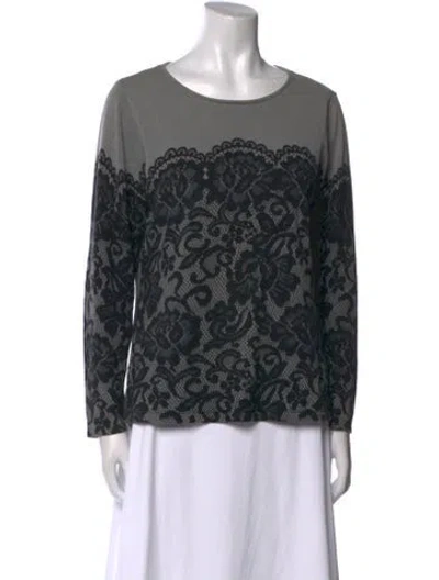 Pre-owned Bob Mackie Wearable Art Printed Scoop Neck Sweatshirt In Black