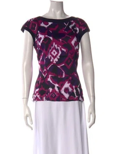 Pre-owned Bob Mackie Wearable Art Printed Scoop Neck Top W/ Tags In Purple