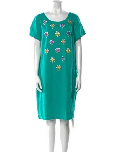 Pre-owned Bob Mackie Wearable Art Scoop Neck Mini Dress In Green