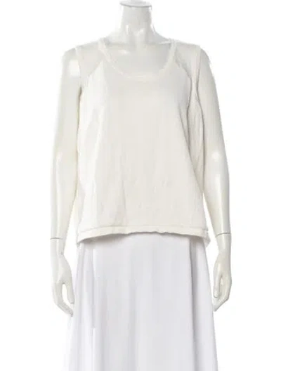 Pre-owned Bob Mackie Wearable Art Scoop Neck Sleeveless Top In White