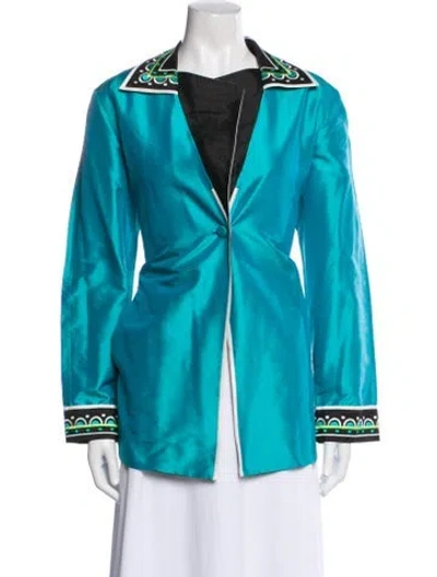 Pre-owned Bob Mackie Wearable Art Silk Evening Jacket In Blue
