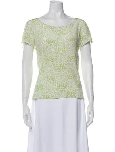 Pre-owned Bob Mackie Wearable Art Silk Floral Print Top In Green