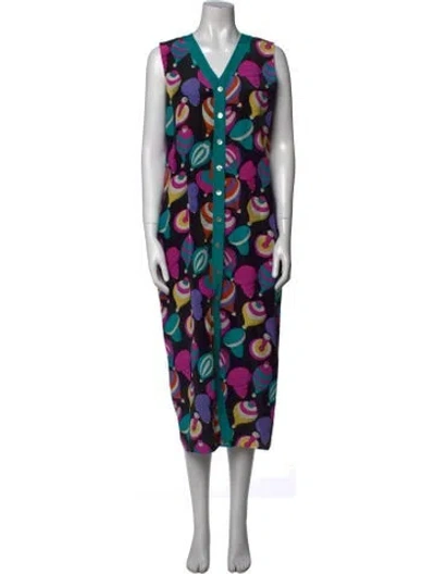 Pre-owned Bob Mackie Wearable Art Silk Long Dress In Multi