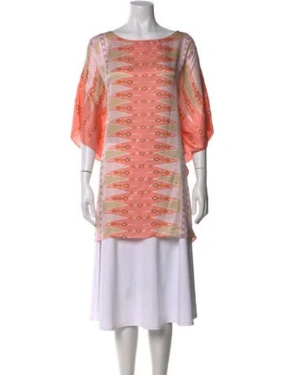 Pre-owned Bob Mackie Wearable Art Silk Patterned Tunic In Pink